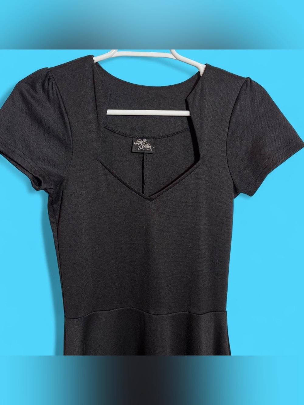 RockSteady Black V-Neck Short Sleeve Women's dress rockabilly vintage style